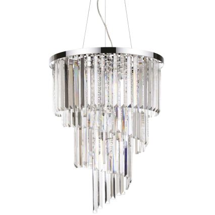 Ideal Lux - Κρυστάλλινο κρεμαστό φωτιστικό οροφής CARLTON 12xE14/40W/230V διάμετρος 50 cm γυαλιστερό χρώμιο