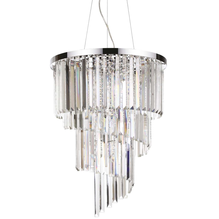 Ideal Lux - Κρυστάλλινο κρεμαστό φωτιστικό οροφής CARLTON 12xE14/40W/230V διάμετρος 50 cm γυαλιστερό χρώμιο