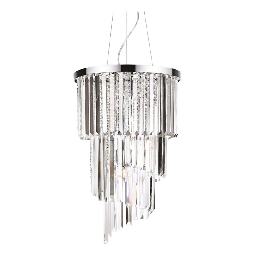 Ideal Lux - Κρυστάλλινο κρεμαστό φωτιστικό οροφής CARLTON 8xE14/40W/230V διάμετρος 40 cm γυαλιστερό χρώμιο