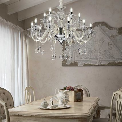 Ideal Lux - Κρυστάλλινο κρεμαστό φωτιστικό οροφής  COLOSSAL 15xE14/40W/230V διάμετρος 95 cm κρεμ/γυαλιστερό χρώμιο