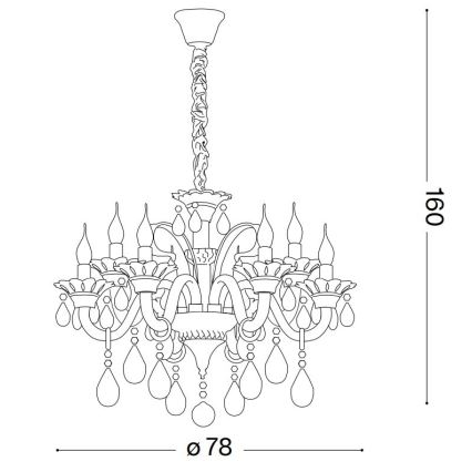 Ideal Lux - Κρυστάλλινο κρεμαστό φωτιστικό οροφής  COLOSSAL 8xE14/40W/230V διάμετρος 78 cm γκρι/γυαλιστερό χρώμιο