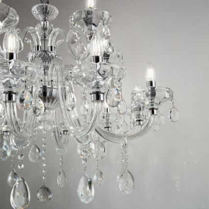 Ideal Lux - Κρυστάλλινο κρεμαστό φωτιστικό οροφής  CONTINENTAL 12xE14/40W/230V διάμετρος 86 cm διαφανές