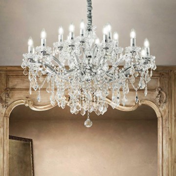 Ideal Lux - Κρυστάλλινο κρεμαστό φωτιστικό οροφής  FLORIAN 18xE14/40W/230V διάμετρος 86 cm διαφανή
