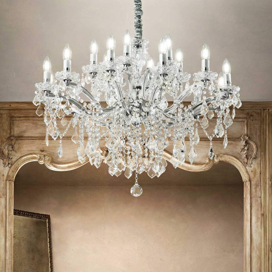 Ideal Lux - Κρυστάλλινο κρεμαστό φωτιστικό οροφής  FLORIAN 18xE14/40W/230V διάμετρος 86 cm διαφανή