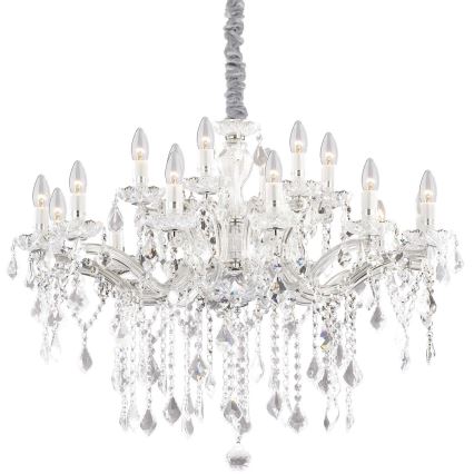 Ideal Lux - Κρυστάλλινο κρεμαστό φωτιστικό οροφής  FLORIAN 18xE14/40W/230V διάμετρος 86 cm διαφανή