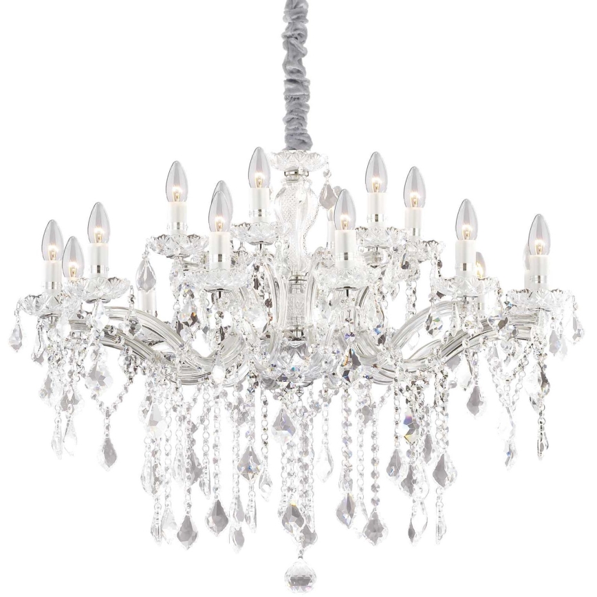Ideal Lux - Κρυστάλλινο κρεμαστό φωτιστικό οροφής  FLORIAN 18xE14/40W/230V διάμετρος 86 cm διαφανή