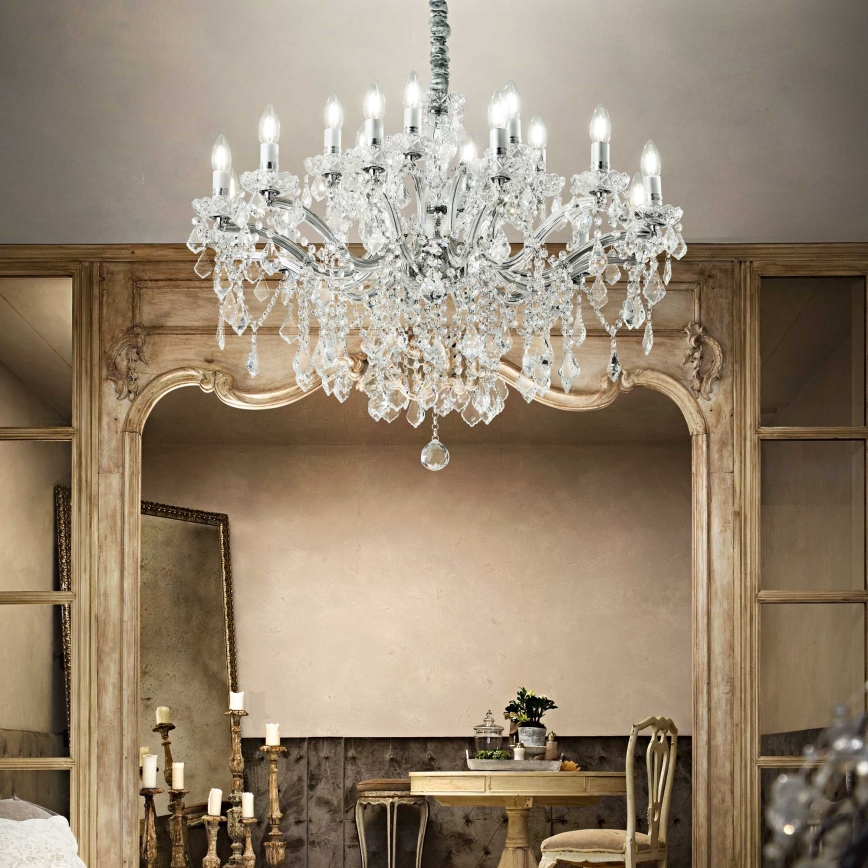 Ideal Lux - Κρυστάλλινο κρεμαστό φωτιστικό οροφής  FLORIAN 18xE14/40W/230V διάμετρος 86 cm διαφανή