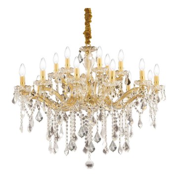 Ideal Lux - Κρυστάλλινο κρεμαστό φωτιστικό οροφής  FLORIAN 18xE14/40W/230V διάμετρος 86 cm χρυσό