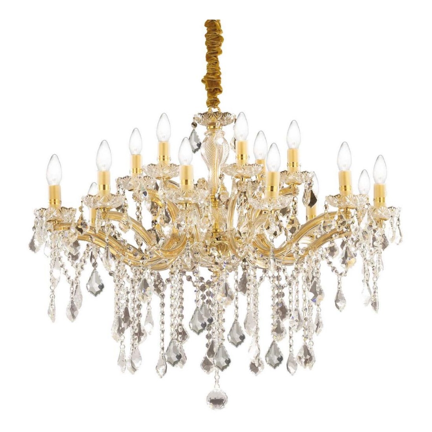 Ideal Lux - Κρυστάλλινο κρεμαστό φωτιστικό οροφής  FLORIAN 18xE14/40W/230V διάμετρος 86 cm χρυσό