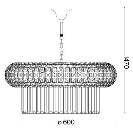 Ideal Lux - Κρυστάλλινο κρεμαστό φωτιστικό οροφής  NABUCCO 12xE14/40W/230V διάμετρος 60 cm χρυσό