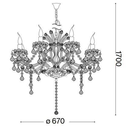 Ideal Lux - Κρυστάλλινο κρεμαστό φωτιστικό οροφής  NAPOLEON 8xE14/40W/230V διάμετρος 67 cm χρυσό