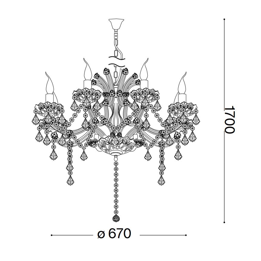 Ideal Lux - Κρυστάλλινο κρεμαστό φωτιστικό οροφής  NAPOLEON 8xE14/40W/230V διάμετρος 67 cm χρυσό