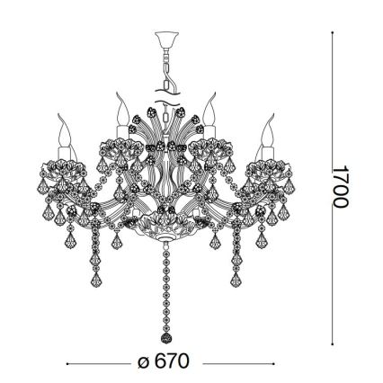 Ideal Lux - Κρυστάλλινο κρεμαστό φωτιστικό οροφής  NAPOLEON 8xE14/40W/230V διάμετρος 67 cm χρώμιο