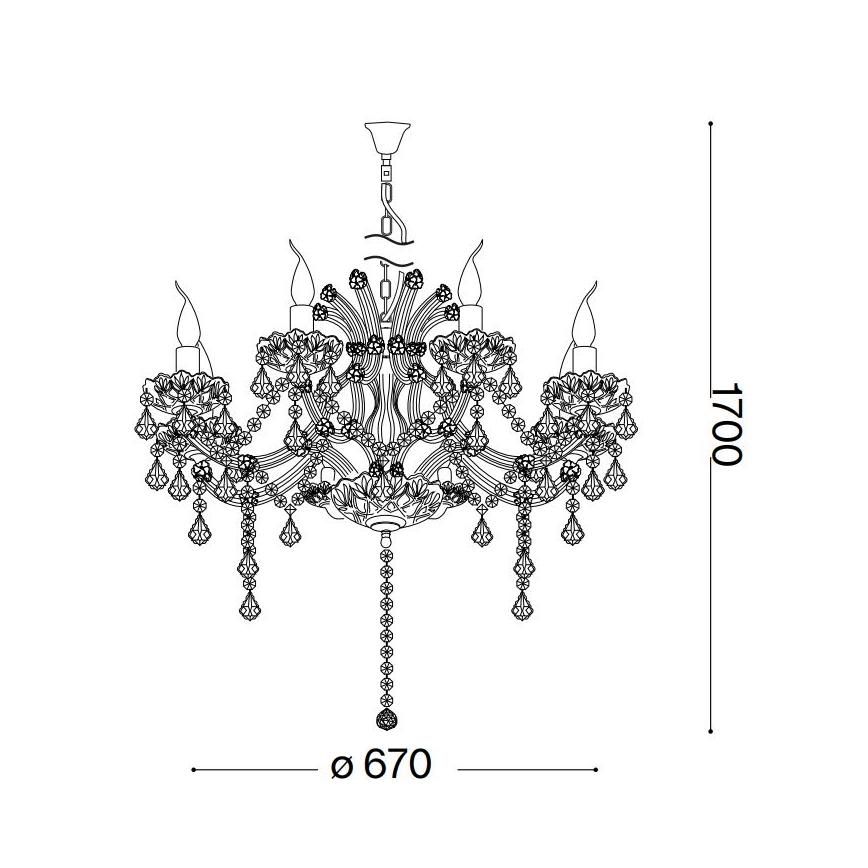 Ideal Lux - Κρυστάλλινο κρεμαστό φωτιστικό οροφής  NAPOLEON 8xE14/40W/230V διάμετρος 67 cm χρώμιο