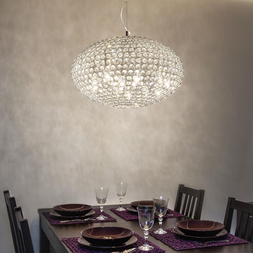 Ideal Lux - Κρυστάλλινο κρεμαστό φωτιστικό οροφής ORION 12xE14/40W/230V διάμετρος 60 cm ασημί