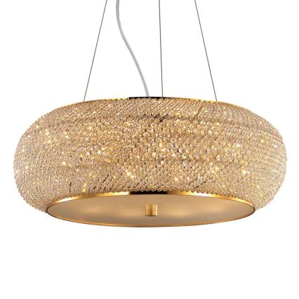 Ideal Lux - Κρυστάλλινο Κρεμαστό φωτιστικό οροφής PASHA 10xE14/40W/230V διάμετρος 55 cm χρυσαφί