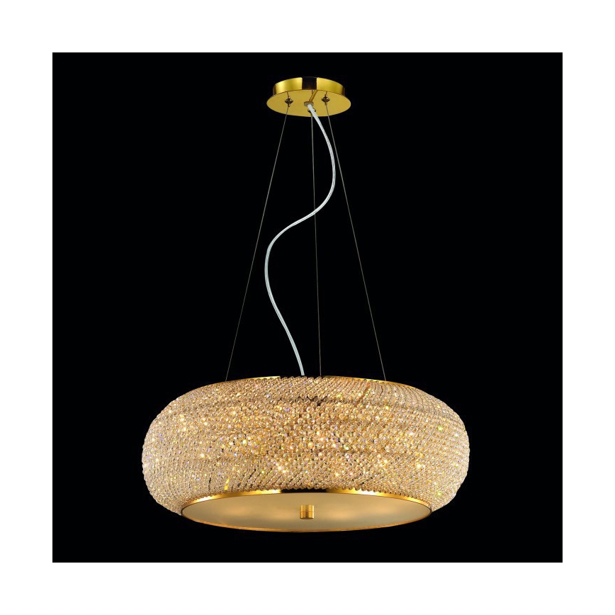 Ideal Lux - Κρυστάλλινο Κρεμαστό φωτιστικό οροφής PASHA 10xE14/40W/230V διάμετρος 55 cm χρυσαφί