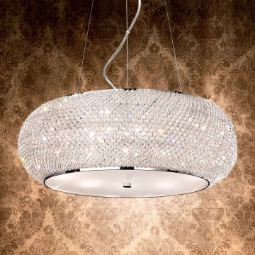 Ideal Lux - Κρυστάλλινο κρεμαστό φωτιστικό οροφής PASHA 6xE14/40W/230V διάμετρος 40 cm γυαλιστερό χρώμιο
