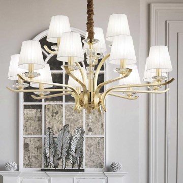 Ideal Lux - Κρυστάλλινο κρεμαστό φωτιστικό οροφής  PEGASO 12xE14/28W/230V διάμετρος 102 cm χρυσό