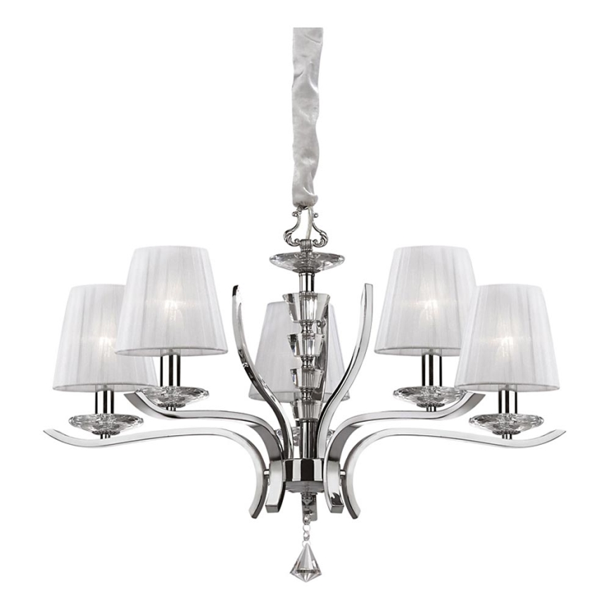 Ideal Lux - Κρυστάλλινο κρεμαστό φωτιστικό οροφής  PEGASO 5xE14/28W/230V διάμετρος 72 cm γυαλιστερό χρώμιο