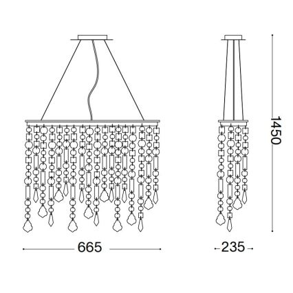 Ideal Lux - Κρυστάλλινο κρεμαστό φωτιστικό οροφής RAIN 5xE14/40W/230V διαφανή