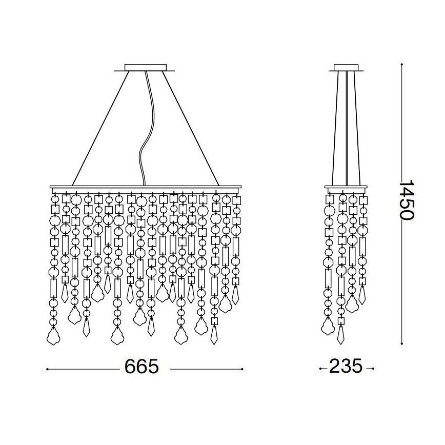 Ideal Lux - Κρυστάλλινο κρεμαστό φωτιστικό οροφής RAIN 5xE14/40W/230V διαφανή