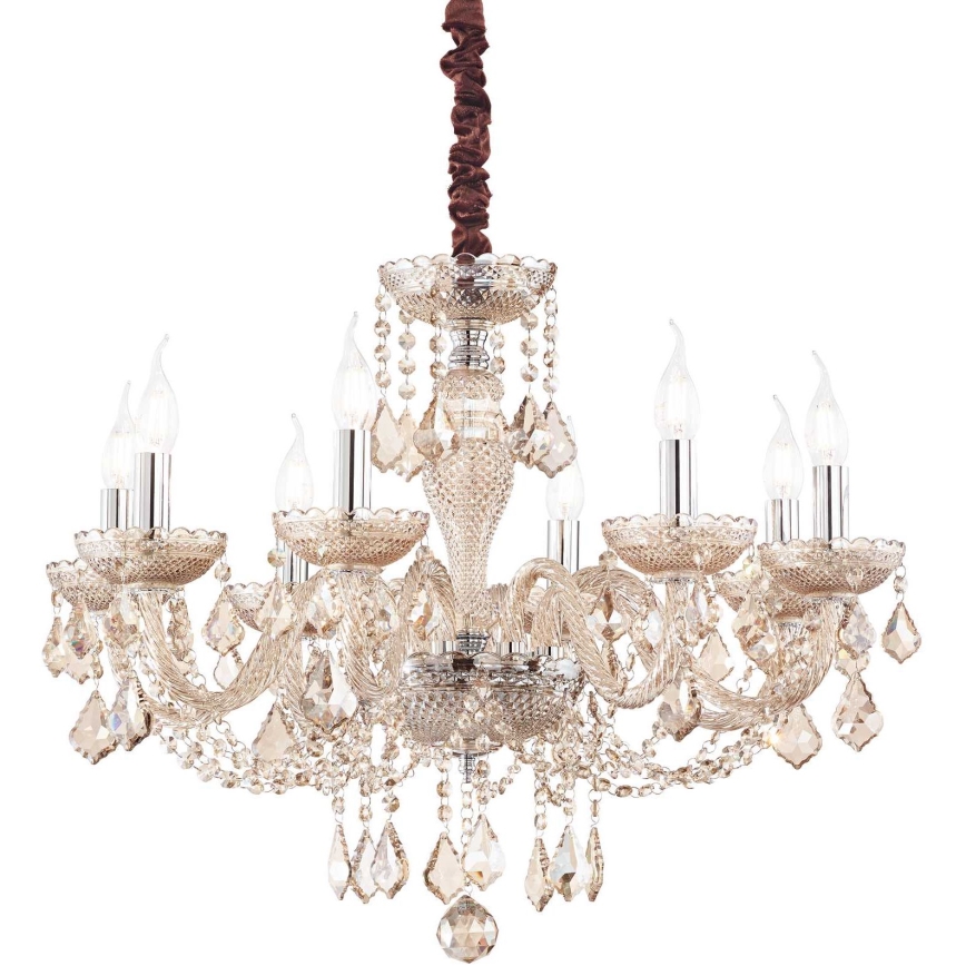 Ideal Lux - Κρυστάλλινο κρεμαστό φωτιστικό οροφής  ROSE 8xE14/40W/230V διάμετρος 78 cm μπεζ