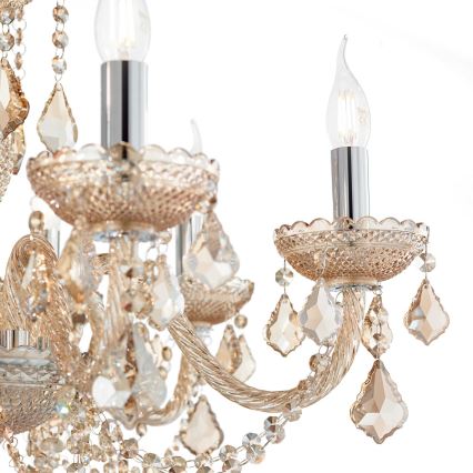 Ideal Lux - Κρυστάλλινο κρεμαστό φωτιστικό οροφής  ROSE 8xE14/40W/230V διάμετρος 78 cm μπεζ