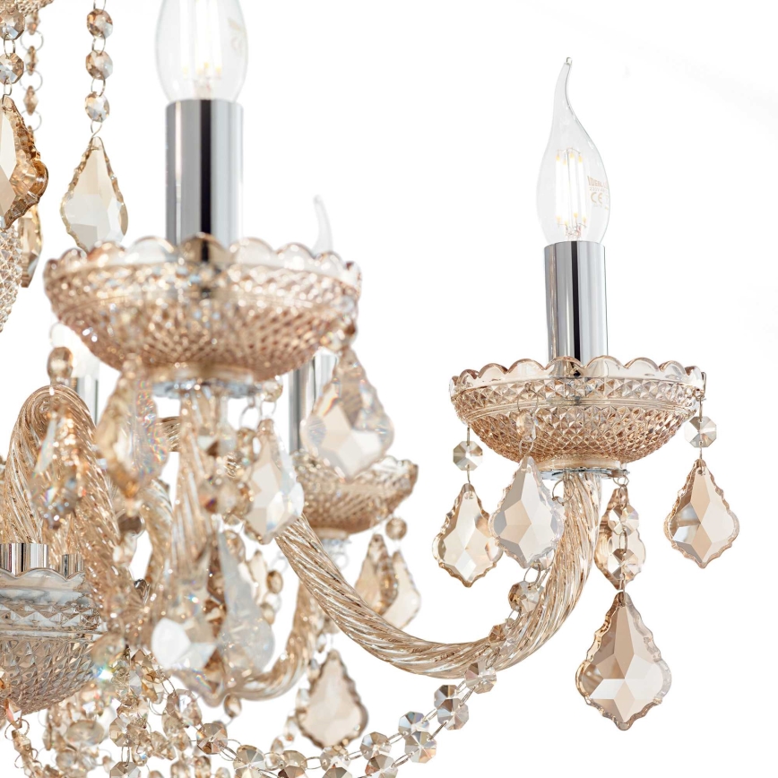Ideal Lux - Κρυστάλλινο κρεμαστό φωτιστικό οροφής  ROSE 8xE14/40W/230V διάμετρος 78 cm μπεζ