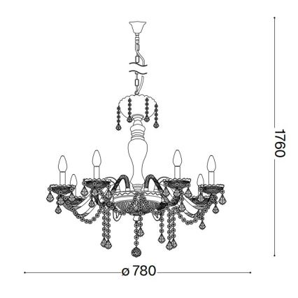 Ideal Lux - Κρυστάλλινο κρεμαστό φωτιστικό οροφής  ROSE 8xE14/40W/230V διάμετρος 78 cm μπεζ