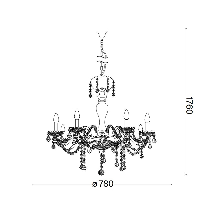 Ideal Lux - Κρυστάλλινο κρεμαστό φωτιστικό οροφής  ROSE 8xE14/40W/230V διάμετρος 78 cm μπεζ