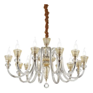 Ideal Lux - Κρυστάλλινο κρεμαστό φωτιστικό οροφής  STRAUSS 12xE14/40W/230V διάμετρος 84,5 cm ορείχαλκος