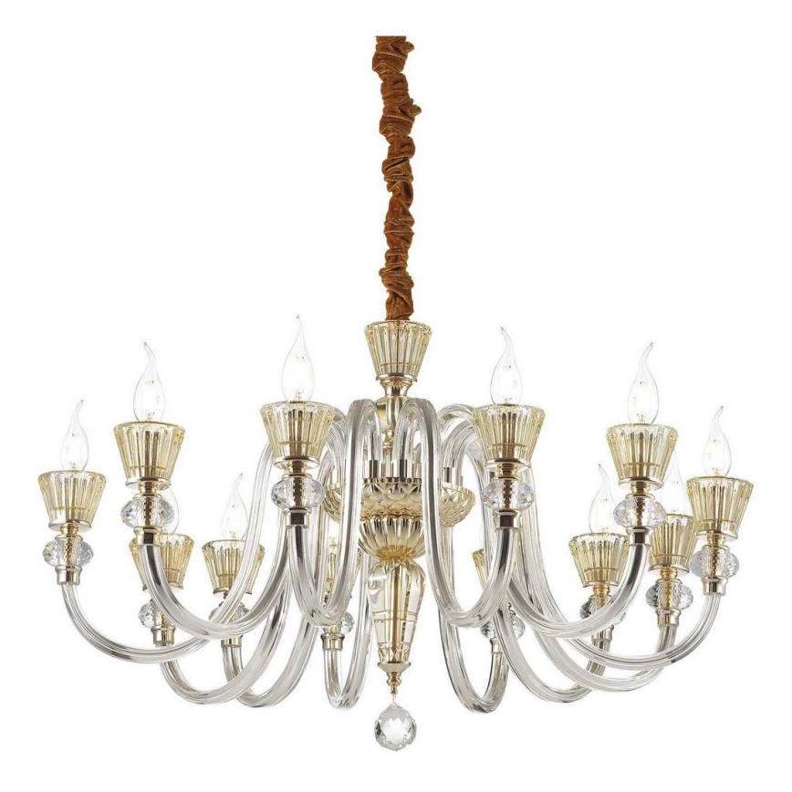 Ideal Lux - Κρυστάλλινο κρεμαστό φωτιστικό οροφής  STRAUSS 12xE14/40W/230V διάμετρος 84,5 cm ορείχαλκος