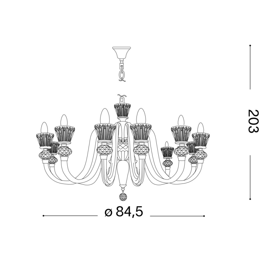 Ideal Lux - Κρυστάλλινο κρεμαστό φωτιστικό οροφής  STRAUSS 12xE14/40W/230V διάμετρος 84,5 cm ορείχαλκος
