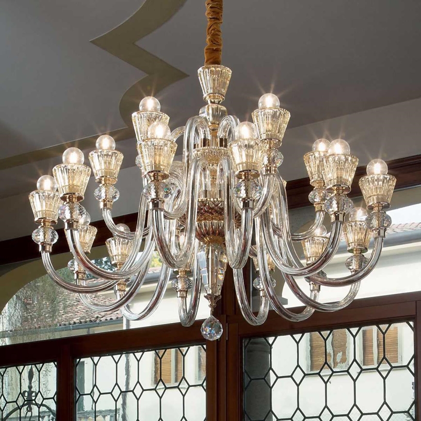 Ideal Lux - Κρυστάλλινο κρεμαστό φωτιστικό οροφής  STRAUSS 18xE14/40W/230V διάμετρος 85 cm ορείχαλκος