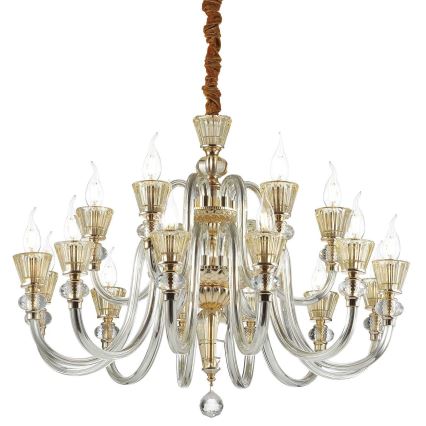 Ideal Lux - Κρυστάλλινο κρεμαστό φωτιστικό οροφής  STRAUSS 18xE14/40W/230V διάμετρος 85 cm ορείχαλκος