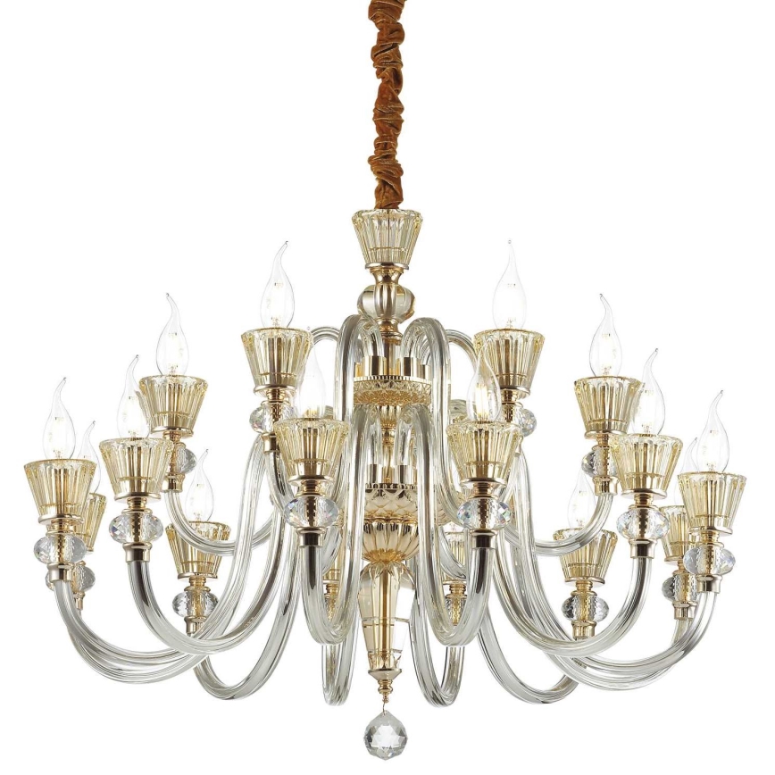 Ideal Lux - Κρυστάλλινο κρεμαστό φωτιστικό οροφής  STRAUSS 18xE14/40W/230V διάμετρος 85 cm ορείχαλκος