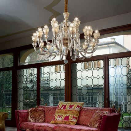 Ideal Lux - Κρυστάλλινο κρεμαστό φωτιστικό οροφής  STRAUSS 18xE14/40W/230V διάμετρος 85 cm ορείχαλκος