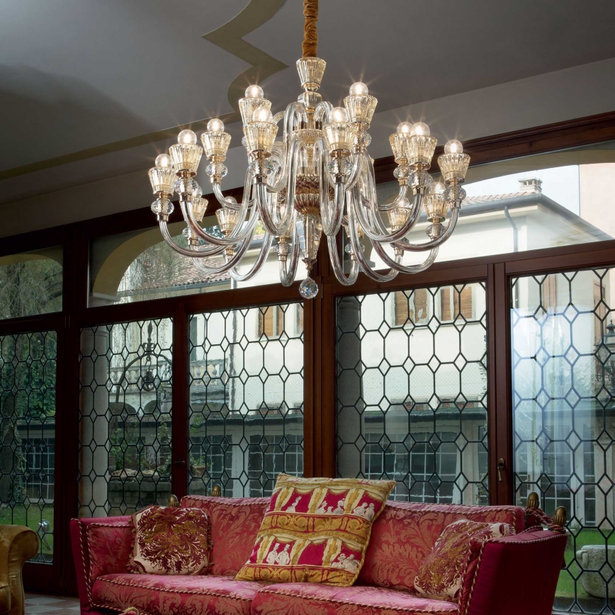 Ideal Lux - Κρυστάλλινο κρεμαστό φωτιστικό οροφής  STRAUSS 18xE14/40W/230V διάμετρος 85 cm ορείχαλκος