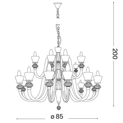 Ideal Lux - Κρυστάλλινο κρεμαστό φωτιστικό οροφής  STRAUSS 18xE14/40W/230V διάμετρος 85 cm ορείχαλκος