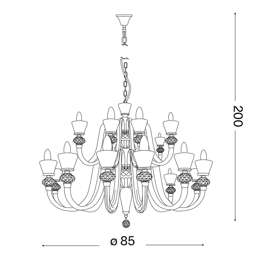 Ideal Lux - Κρυστάλλινο κρεμαστό φωτιστικό οροφής  STRAUSS 18xE14/40W/230V διάμετρος 85 cm ορείχαλκος