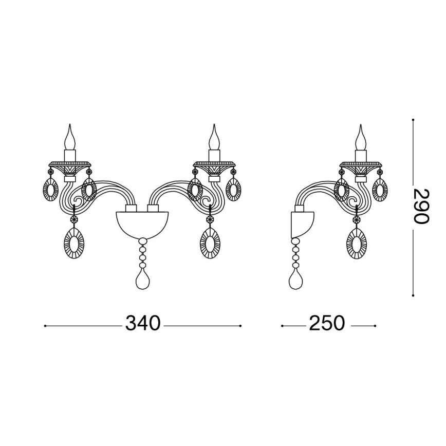 Ideal Lux - Κρυστάλλινο τοίχου φωτιστικό NEGRESCO 2xE14/28W/230V χρυσό