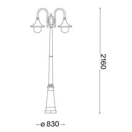Ideal Lux - Λάμπα εξωτερικού χώρου CIMA 2xE27/52W/230V 216 cm IP43 ανθρακί