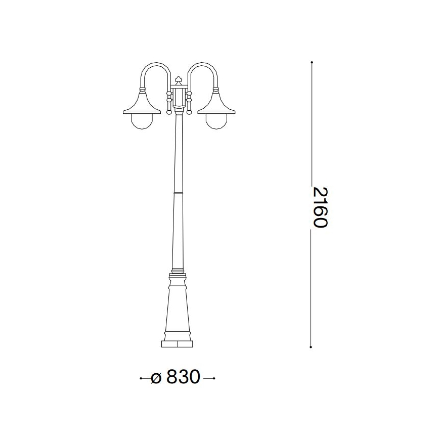 Ideal Lux - Λάμπα εξωτερικού χώρου CIMA 2xE27/52W/230V 216 cm IP43 ανθρακί