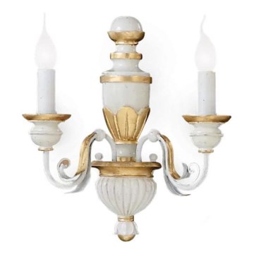 Ideal Lux - Λάμπα τοίχου FIRENZE 2xE14/40W/230V λευκό/χρυσό