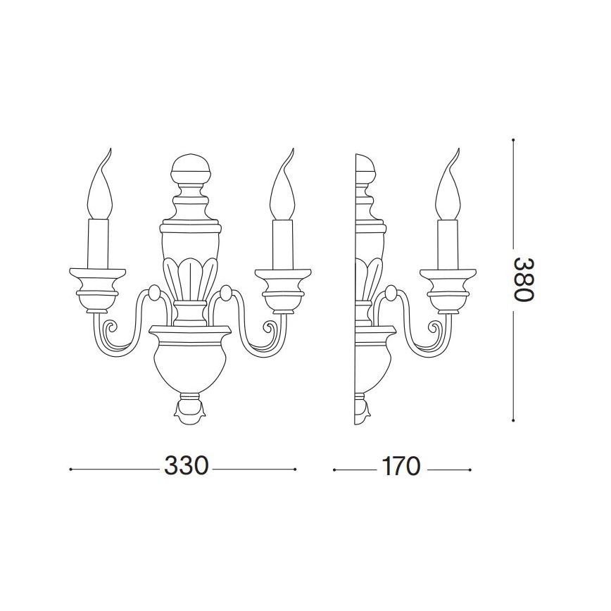 Ideal Lux - Λάμπα τοίχου FIRENZE 2xE14/40W/230V λευκό/χρυσό