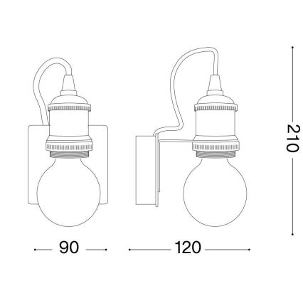 Ideal Lux - Λάμπα τοίχου FRIDA 1xE27/60W/230V χαλκός