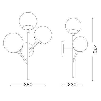 Ideal Lux - Λάμπα τοίχου KEPLER 3xE27/42W/230V μαύρο/φιμέ