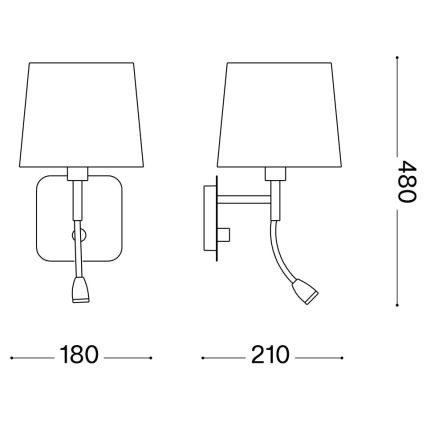 Ideal Lux - LED Εύκαμπτο φωτιστικό τοίχου NORDIK 1xE14/40W + LED/1,5W/230V