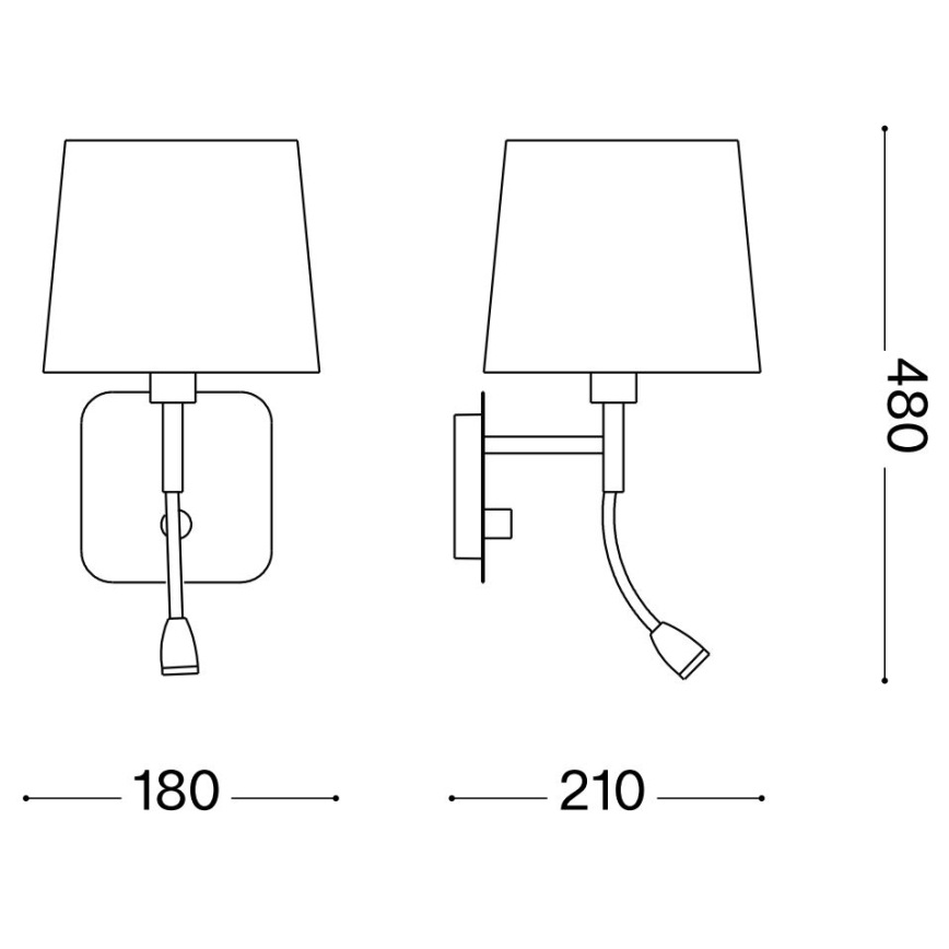 Ideal Lux - LED Εύκαμπτο φωτιστικό τοίχου NORDIK 1xE14/40W + LED/1,5W/230V